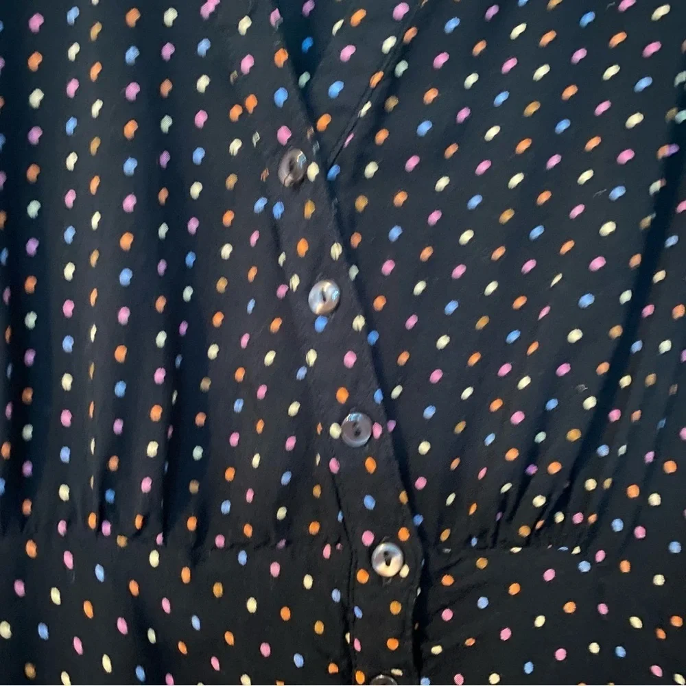 Free People Pippa Ruched Polkadots Short Sleeves Dress Size XS